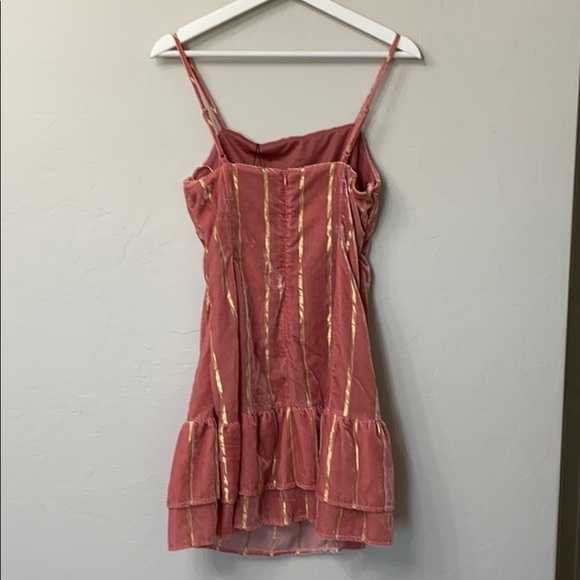 Lost+Wander pink and gold striped velvet dress M. - Picture 8 of 12